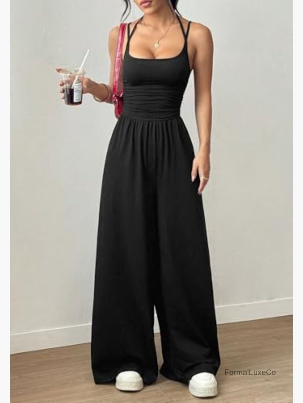 Sleeveless Tank Jumpsuit - Wide Leg Casual Romper - Picture 2 of 7